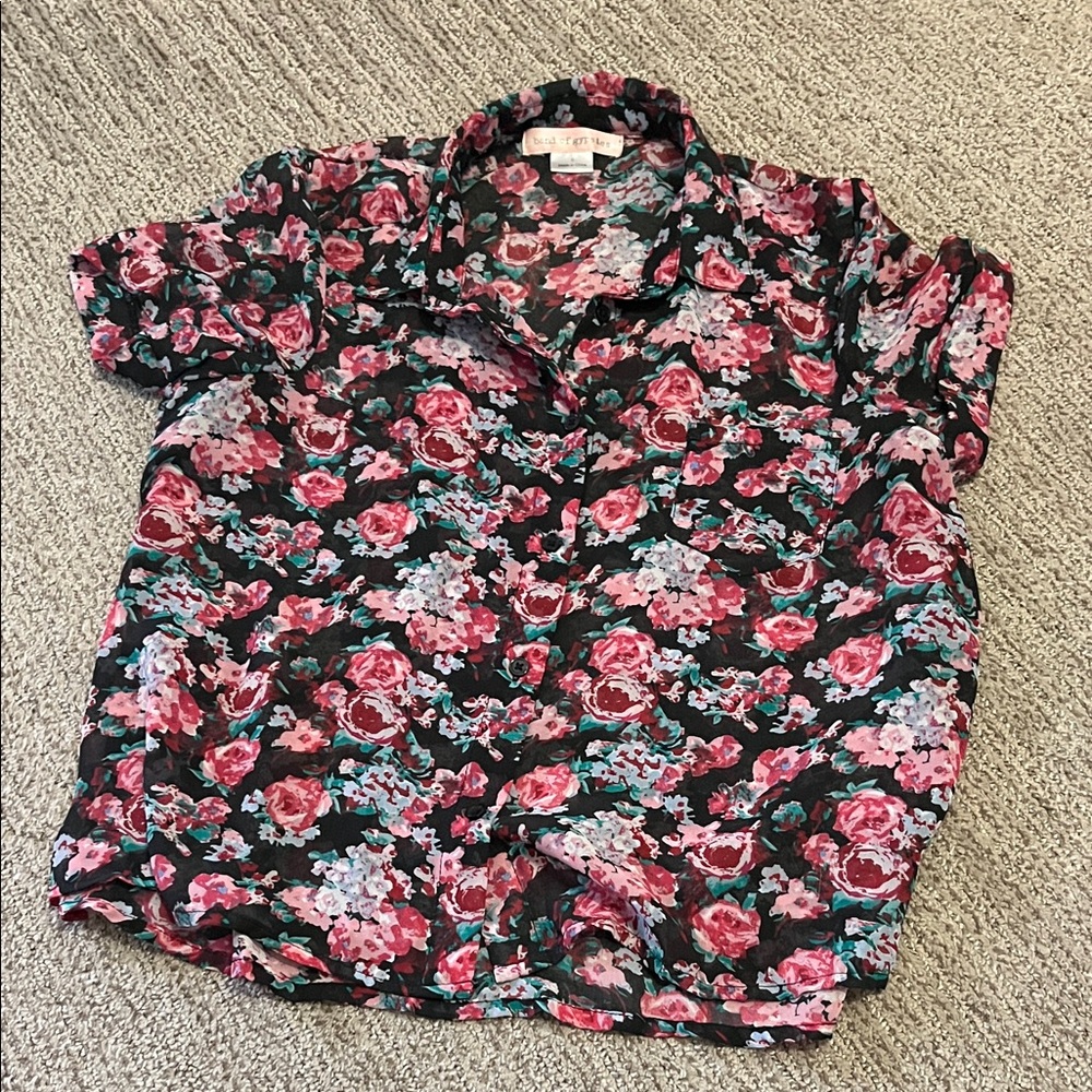 Floral Sheer Buttoned Shirt